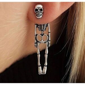 Unique Detachable Realistic Human Skull Skeleton Earrings For Women, Perfect For